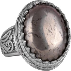 El Yapımı Pyrite Doğal Taş Yüzük - 925K Katı Gümüş Erkek Yüzüğü - Refah Manifestasyonu Tasarımı - Görsel 1