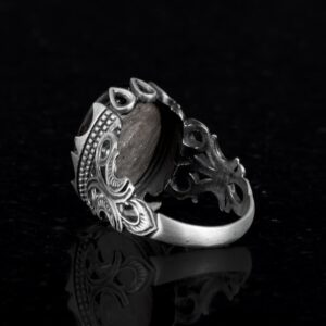 925 Ayar Katı Gümüş Erkek Yüzük - Doğal Taş Seçeneği ile El Yapımı Tasarım (Bronzit) - Görsel 6