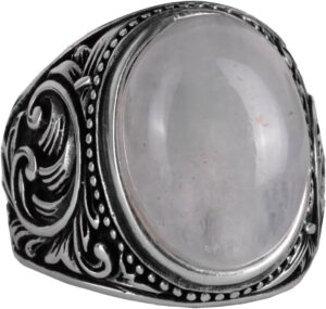 Gerçek Doğal Cabochon Akuamarin Taş Yüzük - Sakin 925K Solid Gümüş Erkek Yüzük - Şeffaflık ve Huzur Tasarımı - Görsel 1