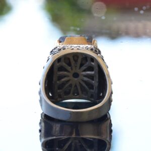 Doğal Turkuaz Taş Yüzük, Dikdörtgen Tasarım - 925 Ayar Gümüş Erkek Yüzük, El Yapımı Zarafet - Görsel 7