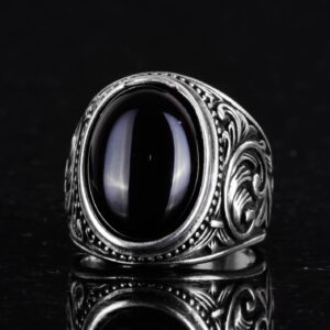 Doğal Oniks Taş Yüzük, 925 Ayar Katı Gümüş Erkek Yüzük - Görsel 6