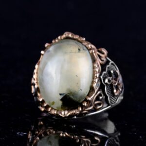 El Yapımı Prehnit Yeşim Taşı Yüzük - Yelkenli Çapa 925 Ayar Katı Gümüş Erkek Yüzüğü - Huzur ve İçgörü Tasarımı - Görsel 4