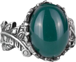 Gerçek Doğal Yeşim Taşlı Vintage Bohem Tasarımlı Gümüş Kadın Yüzüğü - Görsel 1