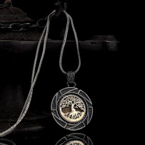 El Yapımı Sterlin Gümüş Hayat Ağacı Kolye | Bronz İnlay | Büyüme ve Güç Sembolü - Görsel 3