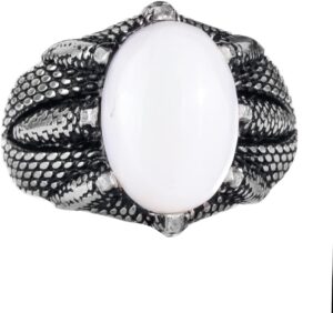 Gerçek Doğal Sedef Taşlı 925 Ayar Gümüş Pençe Yüzük - - Görsel 1