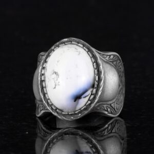 Dentritli Akik Erkek Yüzüğü, 925 Ayar Gümüş Yüzük - Görsel 4