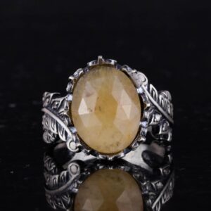 Gerçek Doğal Taş Yüzük - El Yapımı 925 Ayar Gümüş Takı (Sarı Safir) - Görsel 3