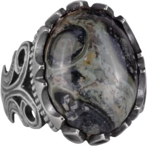 925 Ayar Katı Gümüş Erkek Yüzük - Doğal Taş Seçenekleri ile El Yapımı Tasarım (Yeşil Göz) - Görsel 1