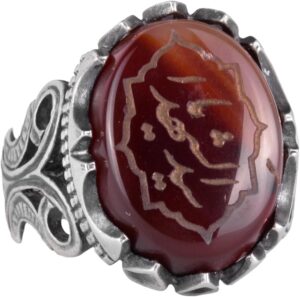 925 Ayar Gümüş Yüzük, İslami Yüzük, Erkek Yüzük, Doğal Akik Taşı (Model-5) - Görsel 1