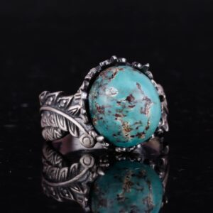 Doğal Arizona Turkuaz Taşlı Yüzük, 925 Ayar Gümüş Yüzük, Minimalist El Yapımı Yüzük (Model-5) - Görsel 5