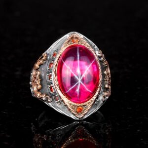 Gerçek Doğal Yıldız Yakutu Taşlı Yüzük, El Yapımı Yüzük, Sultan Yüzüğü, 925 Ayar Gümüş Yüzük - Görsel 7