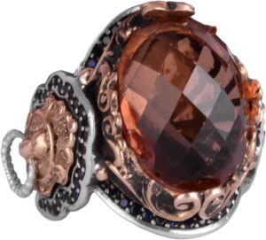 Sultanite Taş Yüzük, 925 Ayar Gümüş Erkek Yüzük, El Yapımı Aslan Başı Erkek Yüzük - Görsel 1