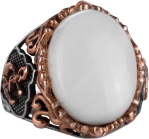 Denizci Çapa Gümüş Yüzük, Doğal Sedef Taş Yüzük, 925 Ayar Gümüş Yüzük - Görsel 1