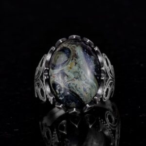 925 Ayar Katı Gümüş Erkek Yüzük - Doğal Taş Seçenekleri ile El Yapımı Tasarım (Yeşil Göz) - Görsel 4