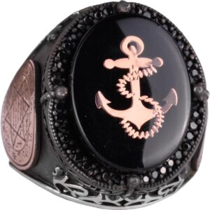 925 Ayar Gümüş El Yapımı Erkek Yüzük - Davud Star Yüzüğü (Çapa) - Görsel 1