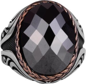 925 Ayar Gümüş Yüzük - Taş Gümüş Yüzük - El Yapımı Yüzük (Oluşturulmuş Oniks) - Görsel 1