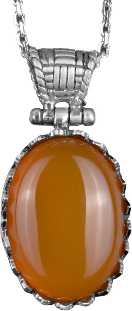 Gerçek Doğal Taş Kolye - 925 Ayar Gümüş Kolye (Sarı Akik) - Görsel 1