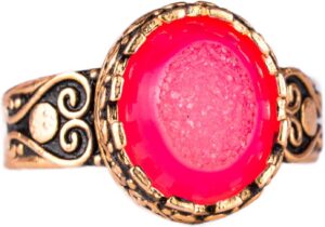 925 Ayar Gümüş Altın Kaplama Yüzük, Gerçek Doğal Druzy Kuvars Taşı ile El Yapımı Kadın Yüzüğü