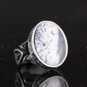 Gerçek Doğal Dendritik Agat Taşı Yüzük - El Yapımı 925 Ayar Gümüş Yüzük - Bilgelik, Koruma ve Maneviyat Sembolü - Görsel 5