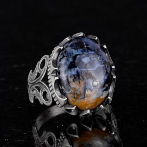 925 Ayar Katı Gümüş Erkek Yüzük - Doğal Taş Seçeneği (Pietersit) ile El Yapımı Tasarım - Görsel 4