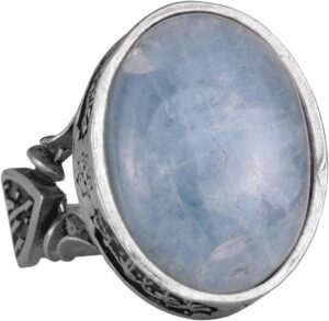 Doğal Akuamarin Taşlı Erkek Yüzük, El Yapımı 925 Ayar Gümüş Takı - Sakinlik, Koruma ve Maneviyat Sembolü - Görsel 1