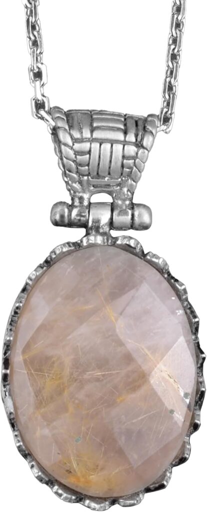 Gerçek Doğal Taş Kolye - 925 Ayar Gümüş Kolye (Rutil Kuvars) - Görsel 1