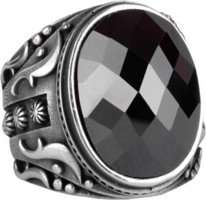 Yapay Taş Yüzük, 925 Ayar Gümüş Yüzük, Tasarım Gümüş Erkek Yüzüğü (Oniks Yapay Taş) - Görsel 1