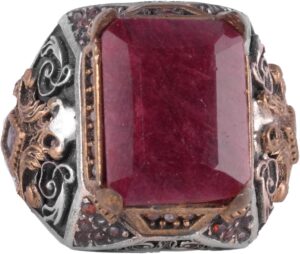 Gerçek Doğal Yakut Taşlı Yüzük - 925 Ayar Gümüş Yüzük Erkekler için - Görsel 1