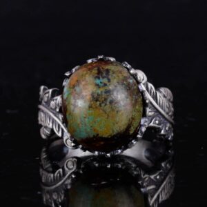 Gerçek Doğal Arizona Turkuaz Taş Yüzük, 925 Ayar Gümüş Yüzük, Minimalist El Yapımı Yüzük (Stil-6) - Görsel 4