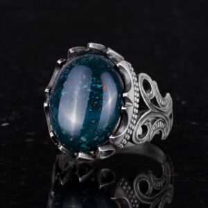 925 Ayar Katı Gümüş Erkek Yüzük - Doğal Taş Seçeneği ile El Yapımı Tasarım (Yeşil Kan Taşı) - Görsel 5