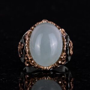 Denizci Halat Gümüş Yüzük, Doğal Taş Yüzük, 925 Ayar Gümüş Yüzük, (Cabochon Akuamarin) - Görsel 5