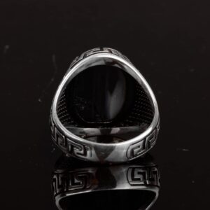 El yapımı Gümüş Yüzük, 925 Ayar Gümüş erkek yüzüğü, Oniks Taşı Yüzük Erkekler İçin - Görsel 7