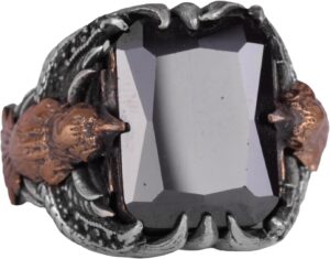 Erkekler için Kartal Sembolü Taş Yüzük, El Yapımı 925 Ayar Gümüş Yüzük - Koruma Sembolü (Oluşturulmuş oniks) - Görsel 1