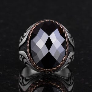 925 Ayar Gümüş Yüzük - Taş Gümüş Yüzük - El Yapımı Yüzük (Oluşturulmuş Oniks) - Görsel 4