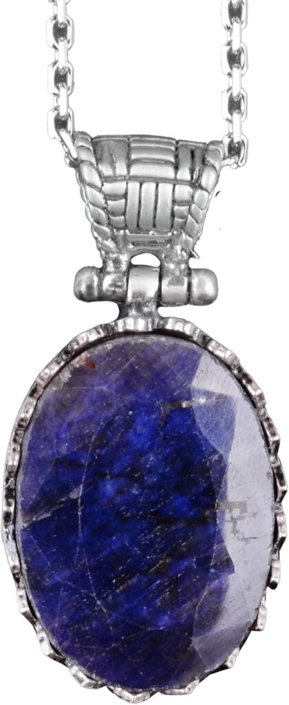 Doğal Taş Kolye - 925 Ayar Gümüş Kolye (Safir) - Görsel 1