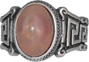 El Yapımı 925 Ayar Gümüş Erkek Yüzük ile Doğal Etiyopya Opal Taşı - Labirent Tasarımı (Stil-1) - Görsel 1