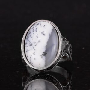 Gerçek Doğal Dendritik Agat Taşı Yüzük - El Yapımı 925 Ayar Gümüş Yüzük - Bilgelik, Koruma ve Maneviyat Sembolü - Görsel 6