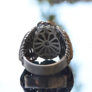 El Yapımı Doğal Turkuaz Yüzük ile Kelt Düğümü Tasarımı - 925 Ayar Gümüş Erkek Yüzüğü - Görsel 7