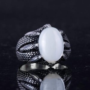 Gerçek Doğal Sedef Taşlı 925 Ayar Gümüş Pençe Yüzük - - Görsel 5