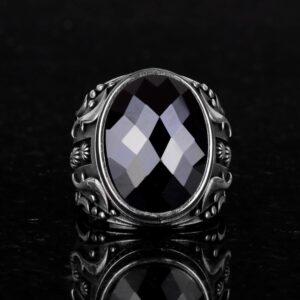 Yapay Taş Yüzük, 925 Ayar Gümüş Yüzük, Tasarım Gümüş Erkek Yüzüğü (Oniks Yapay Taş) - Görsel 3