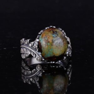 Gerçek Doğal Arizona Turkuaz Taş Yüzük, 925 Ayar Gümüş Yüzük, Minimalist El Yapımı Yüzük (Stil-6) - Görsel 5