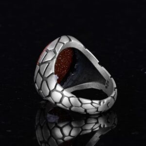 Erkekler için Lüks 925 Ayar Gümüş Üretilmiş Taş Yüzükler - Çeşitli Koleksiyon (Güneş Taşı Üretilmiş Taş) - Görsel 6