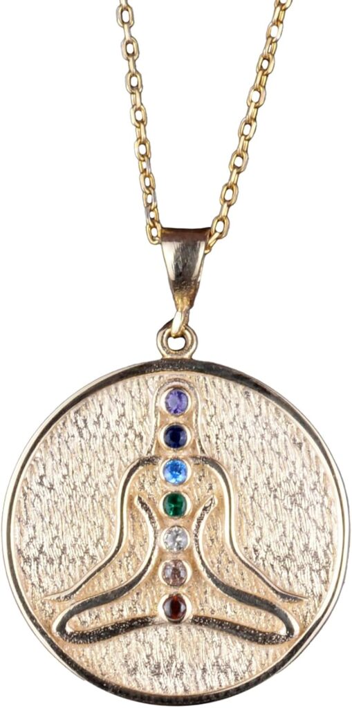 925 Ayar Gümüş Yoga Altın Kaplama Kolye - Çakra Takısı - Meditasyon Kolyesi - Kaygı Kolyesi - Şifa Kolyesi - Görsel 1