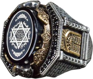 David Yıldızı Gümüş Yüzük, Süleyman Mührü Yüzük, Zirkon Taşlı Gerçek Gümüş Takı - Görsel 1