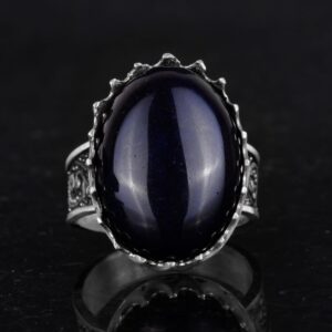 925 Ayar Gümüş Yüzük - Büyük Yüzük - Taş Yüzük - El Yapımı Yüzük (Yapay oniks) - Görsel 4