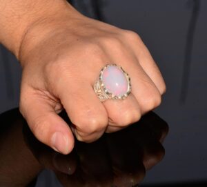 Gerçek Avustralya Opali Gerçek Taş Yüzük - 10.00 Karat Özel Erkek Yüzüğü - 925 Ayar Gümüş Yüzük - Görsel 7