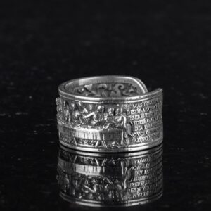 Leonardo Son Akşam Yemeği İsa Yüzük - 925 Ayar Gümüş El Yapımı Yüzük - Görsel 5