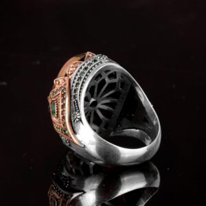 925 Ayar Gümüş Yüzük, Gerçek Doğal Arizona Turkuaz Taşı Yüzük - Görsel 7