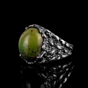 Gerçek Doğal Arizona Turkuaz Taş Yüzük, Erkekler için Hediye, 925 Ayar Gümüş Yüzük, Minimalist Yüzük (Style-12) - Görsel 4