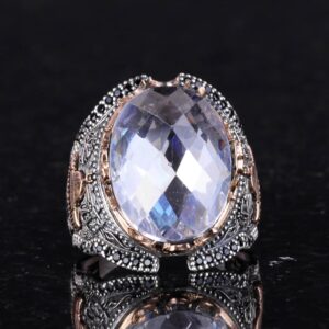 925 Ayar Gümüş Erkek Yüzük - Yapay Taş Erkek Yüzük (Yapay Kristal) - Görsel 3